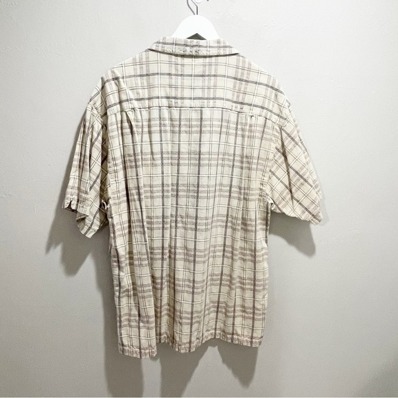 COLUMBIA Men’s Beige Brown Plaid Short Sleeve Button Up Collared Shirt Size XL - Picture 3 of 6